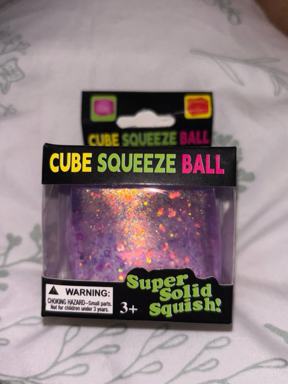 Cube Squeeze Ball - Purple Glitter Stress Relief (Unbranded)